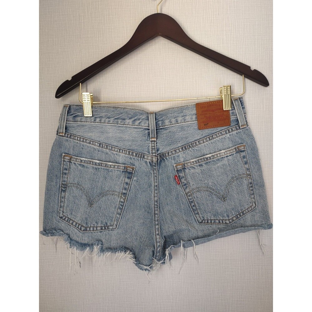 Levis Shorts Premium Denim 28 Blue Jean Cutoffs  Fray High Rise - Picture 5 of 9